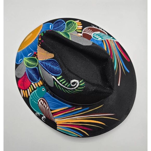 Hand Painted Hat Mexican Floral Bird Colorful Western Cowgirl - Picture 6 of 8